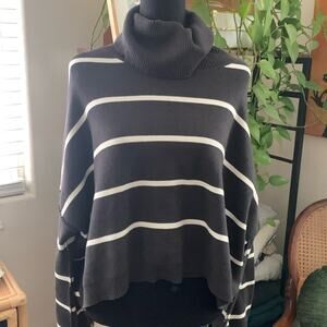 Free People Smoked Pearl Combo Paulie Pullover Cropped Turtleneck Sweater